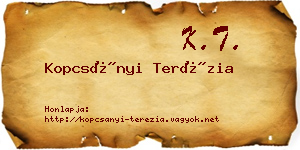 Kopcsányi Terézia névjegykártya